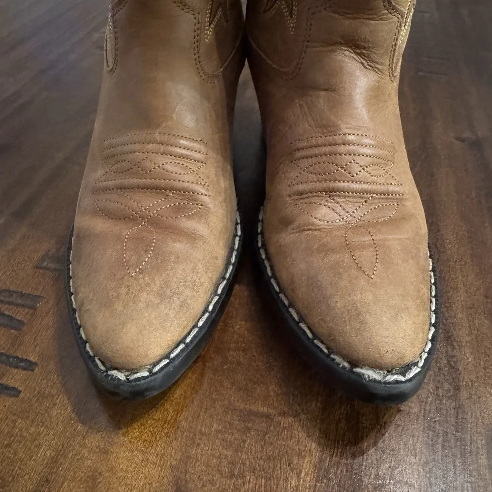 Old West Kids Unisex Cowboy Boots Brown Western Pointed Toe 8129 Size 13.5